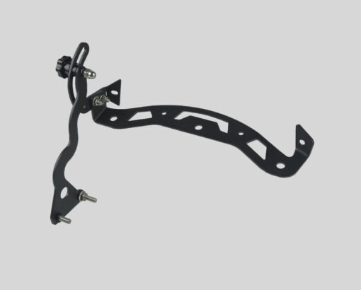 This version adjusts on one side, with a stabiliser bar that goes across the windscreen. It's easier to adjust on the go, compared to the versions that have an adjustment on both sides.