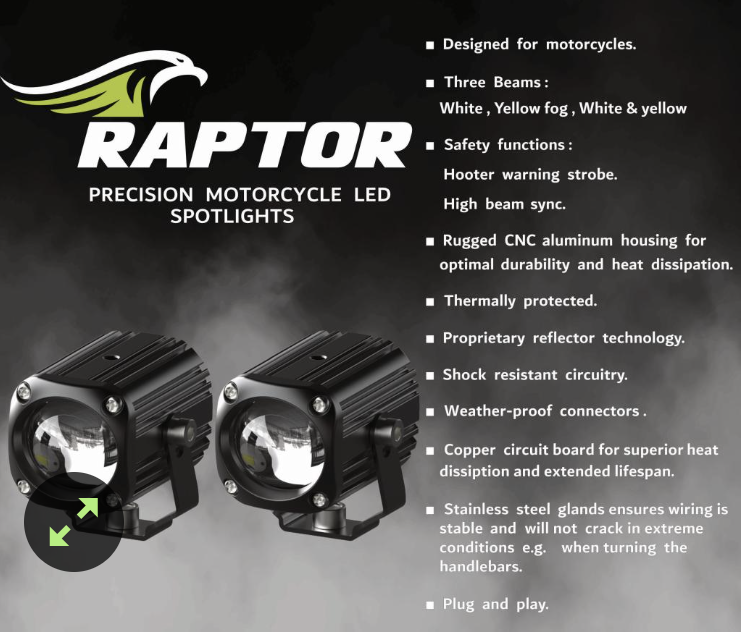 Desert Fox Raptor LED Spot Light Set with Crash Bar Mounts