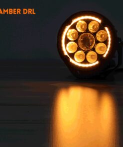 Motorcycle LED lights with integrated yellow daytime running light halo