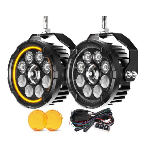 114mm round LED spotlight with cooling fins and durable housing